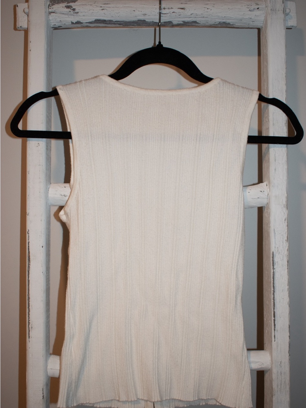 Cream Ribbed Button-Front Tank Top - Picture 4 of 4
